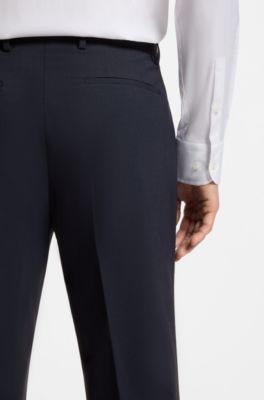 Regular-fit trousers in stretch wool, Dark Blue