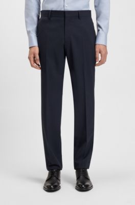 Regular-fit trousers in stretch wool, Dark Blue