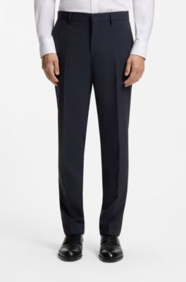 Regular-fit trousers in stretch wool, Dark Blue
