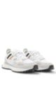 Mixed-material trainers with signature stripe, White