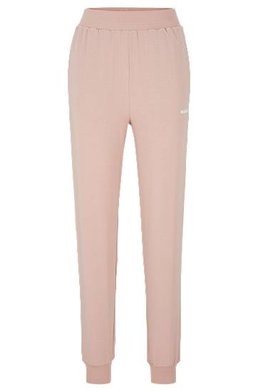 Cuffed tracksuit bottoms in brushed jersey with logo, Hugo boss