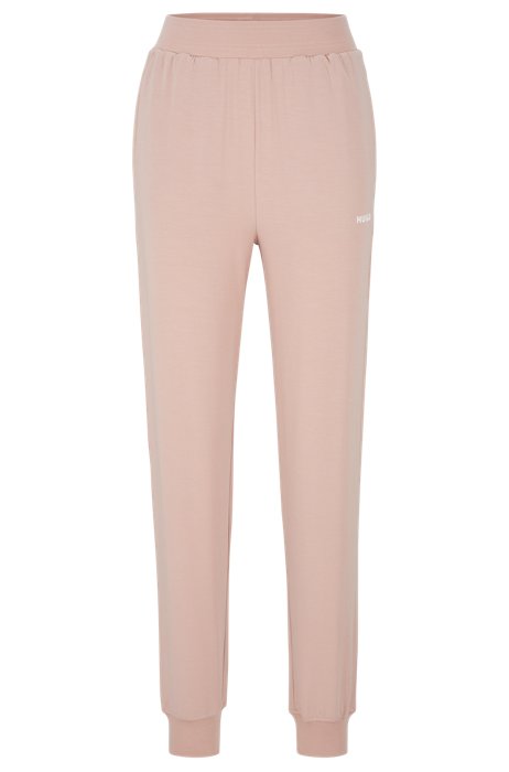 Спортивные брюки с манжетами из чесаного трикотажа с логотипом, светло-розовый