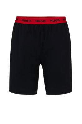 HUGO - Stretch-cotton pyjama shorts with branded waistband