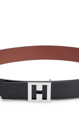 HUGO - Reversible belt in Italian leather with signature buckle