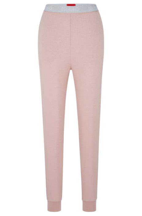 Пижамные брюки из эластичного трикотажа с логотипом на поясе, светло-розовый