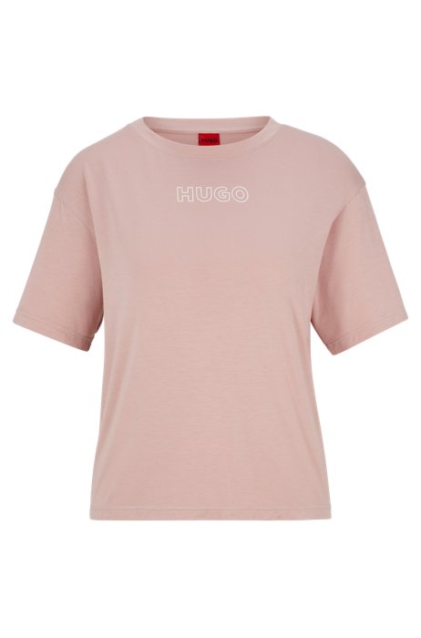 Пижамная футболка свободного кроя с принтованным логотипом, светло-розовый