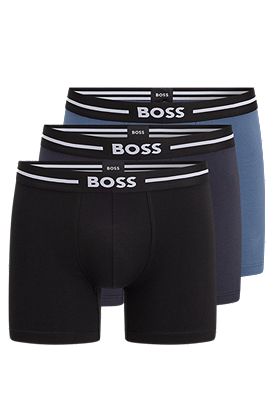 Three-pack of stretch-cotton boxer briefs with logo waistbands
