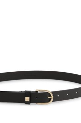 Boss Italian-leather belt with gold-tone buckle klassiska skärp dam – bild 3