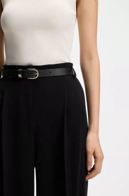 Italian-leather belt with gold-tone buckle