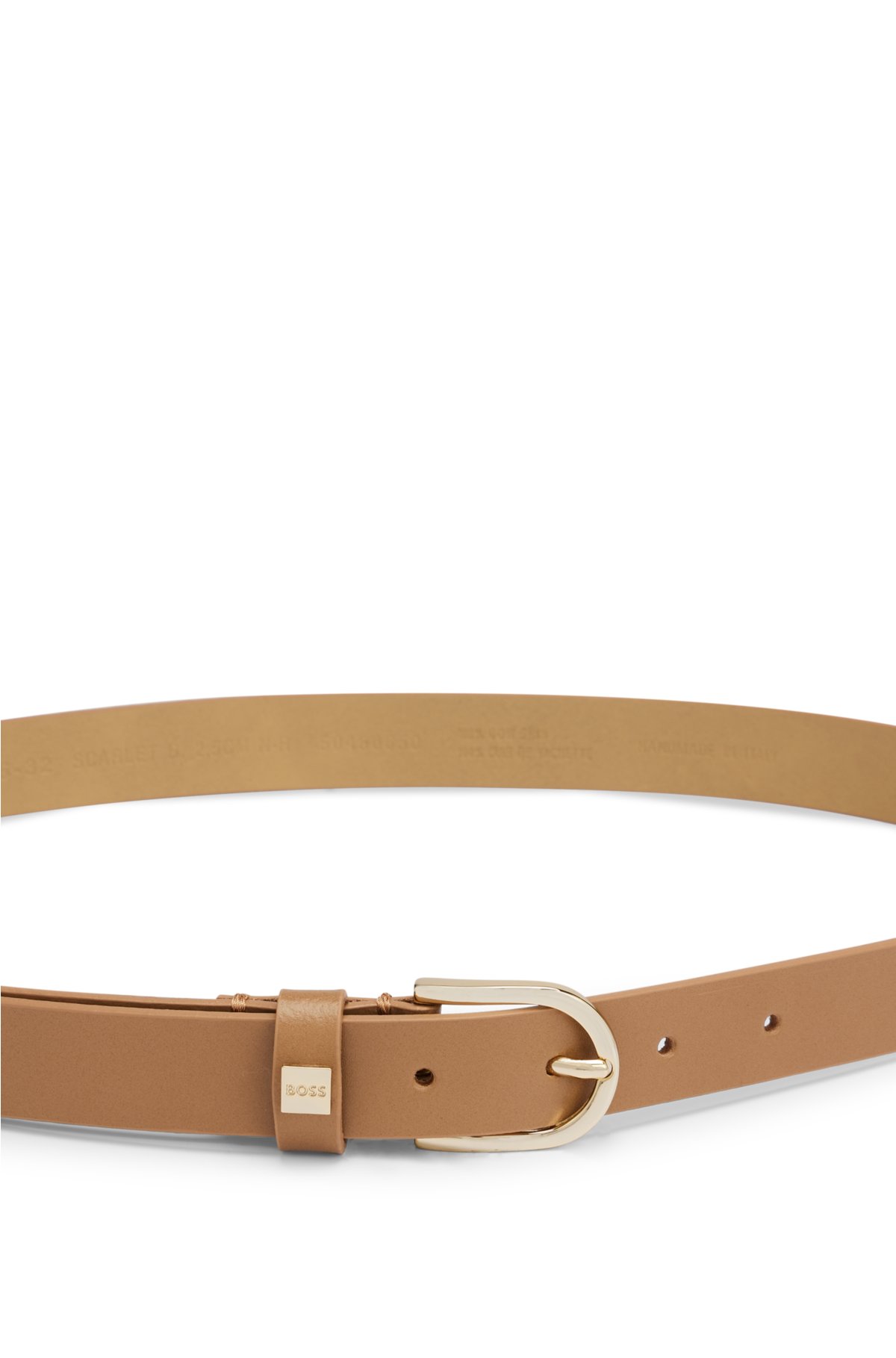 Italian-leather belt with gold-tone buckle, Brown