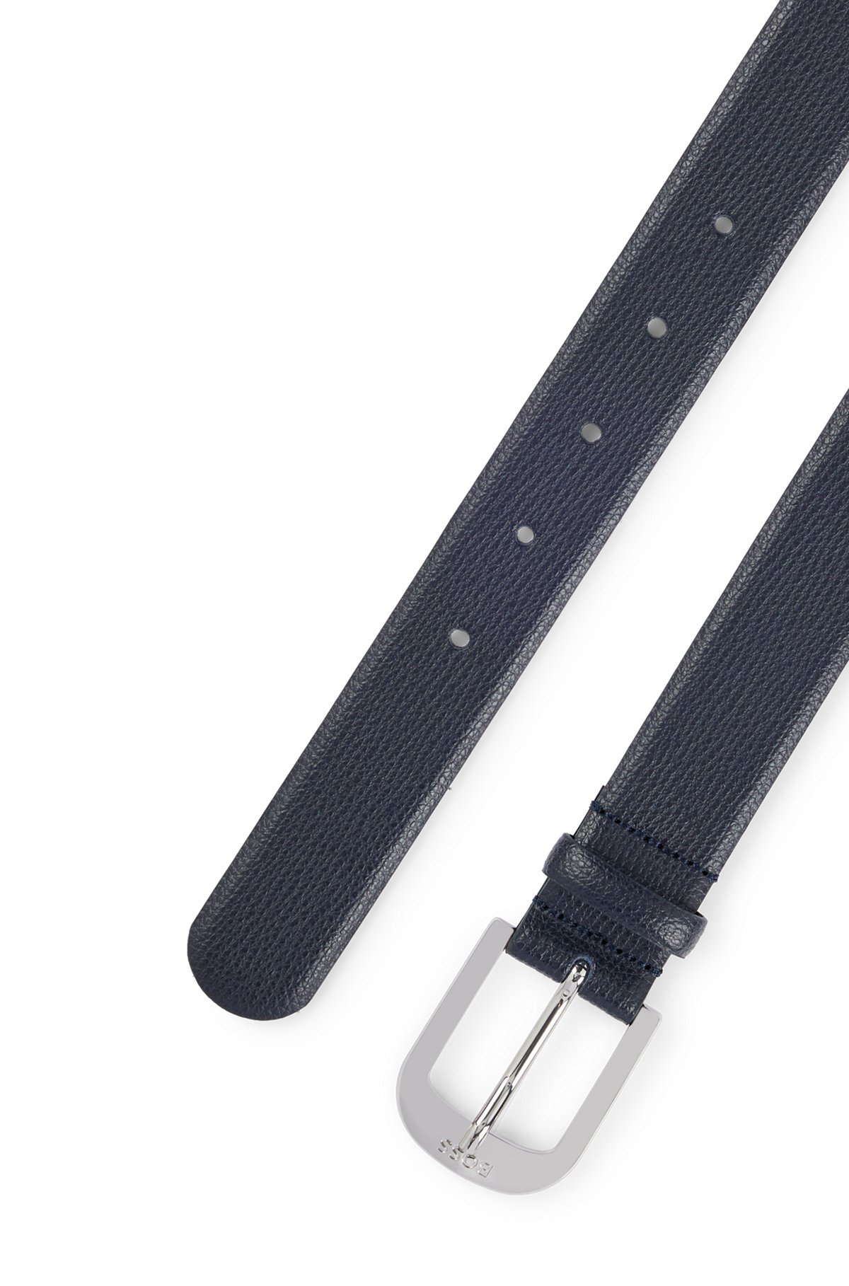 BOSS - In Italien gefertigter Gürtel aus genarbtem Leder mit Logo-Schließe | Anzuggürtel