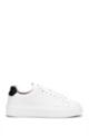 Contrast-tab trainers in polished leather, White
