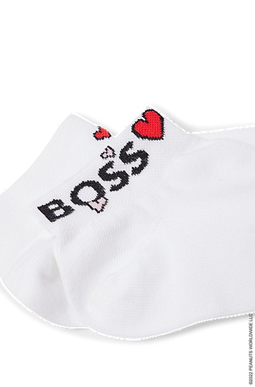 BOSS 博斯七夕BOSS X PEANUTS联名系列专有艺术风图案短袜两双装,  100_White