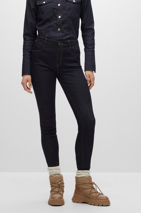 Skinny-fit jeans in dark-blue super-stretch denim, Dark Blue