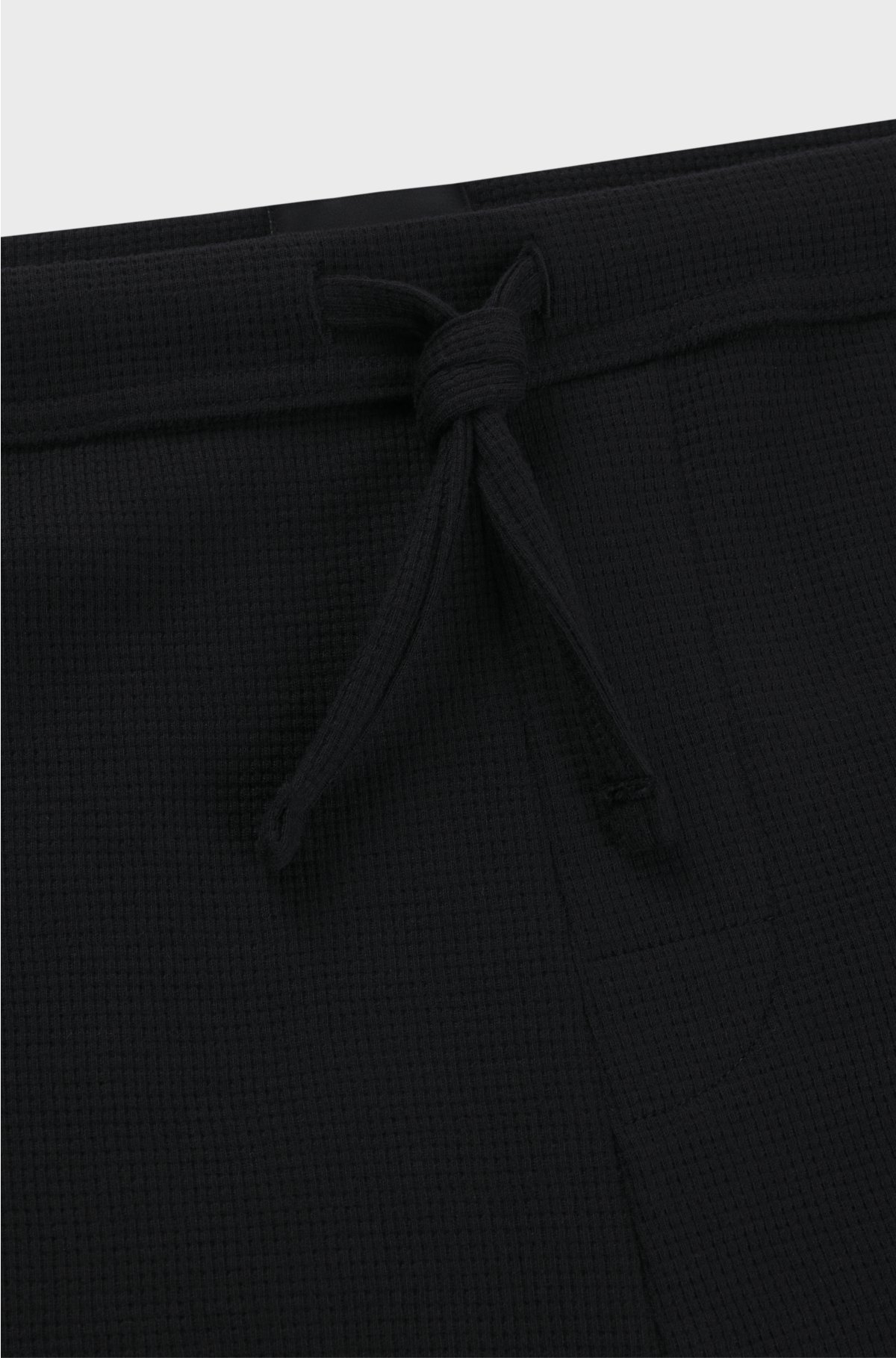 Waffle-structured pyjama shorts with embroidered logo, Black