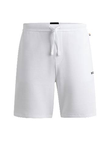 Hugo Boss Cotton-blend Pyjama Shorts With Embroidered Logo In White
