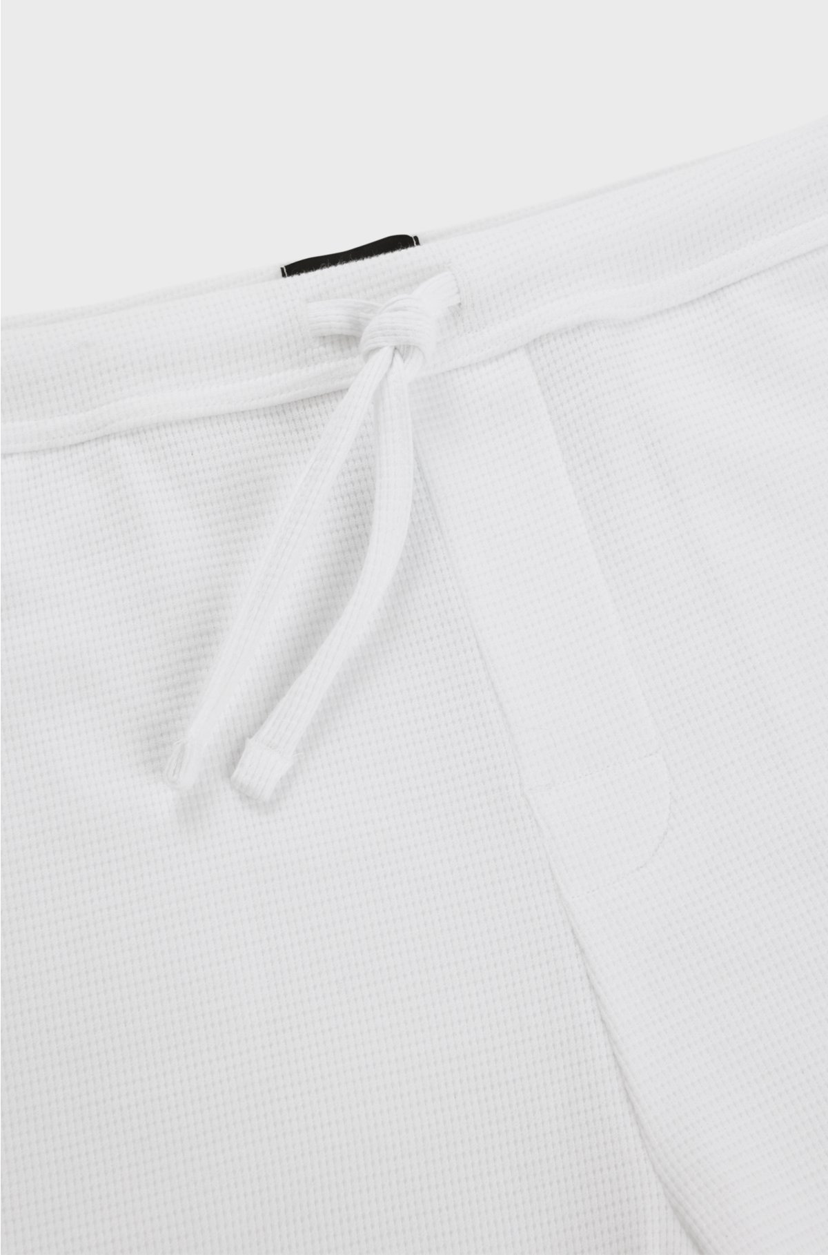 Waffle-structured pyjama shorts with embroidered logo, White