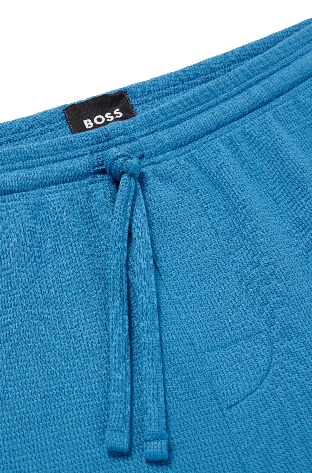 Cotton-blend pajama shorts with embroidered logo, Blue