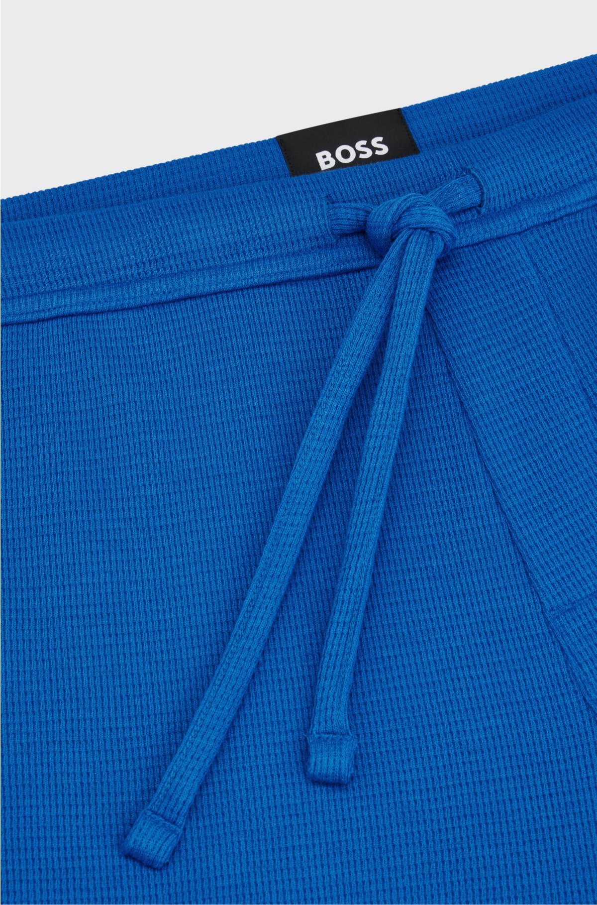 Waffle-structured pyjama shorts with embroidered logo, Blue