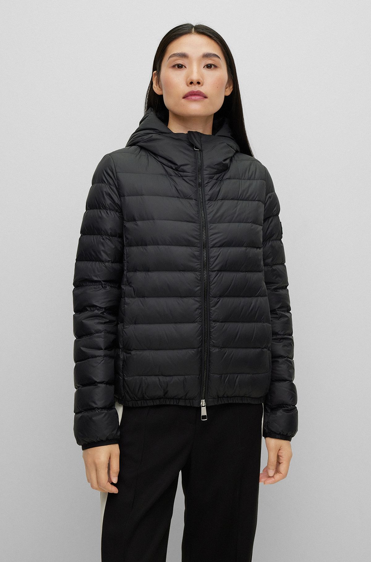 Water-repellent hooded jacket, Black