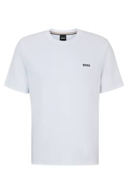Hugo Boss Cotton-blend Pyjama T-shirt With Embroidered Logo In White