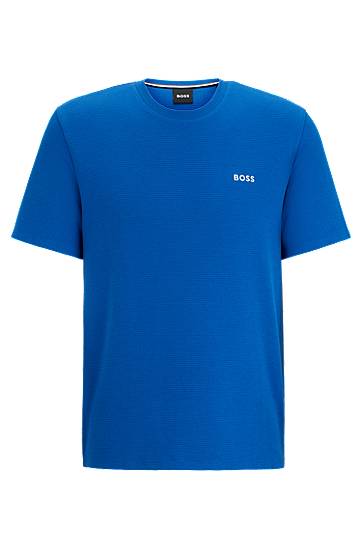 Cotton-blend pyjama T-shirt with embroidered logo, Hugo boss