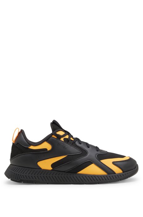 Hugo Boss Mixed-material Trainers With Thermo-bonded Details In Dark ...