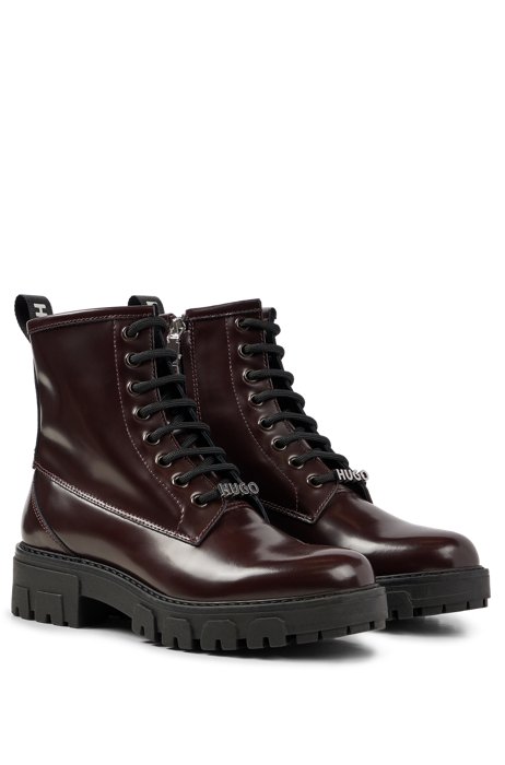 Ankle boots in brush-off leather, Dark Brown