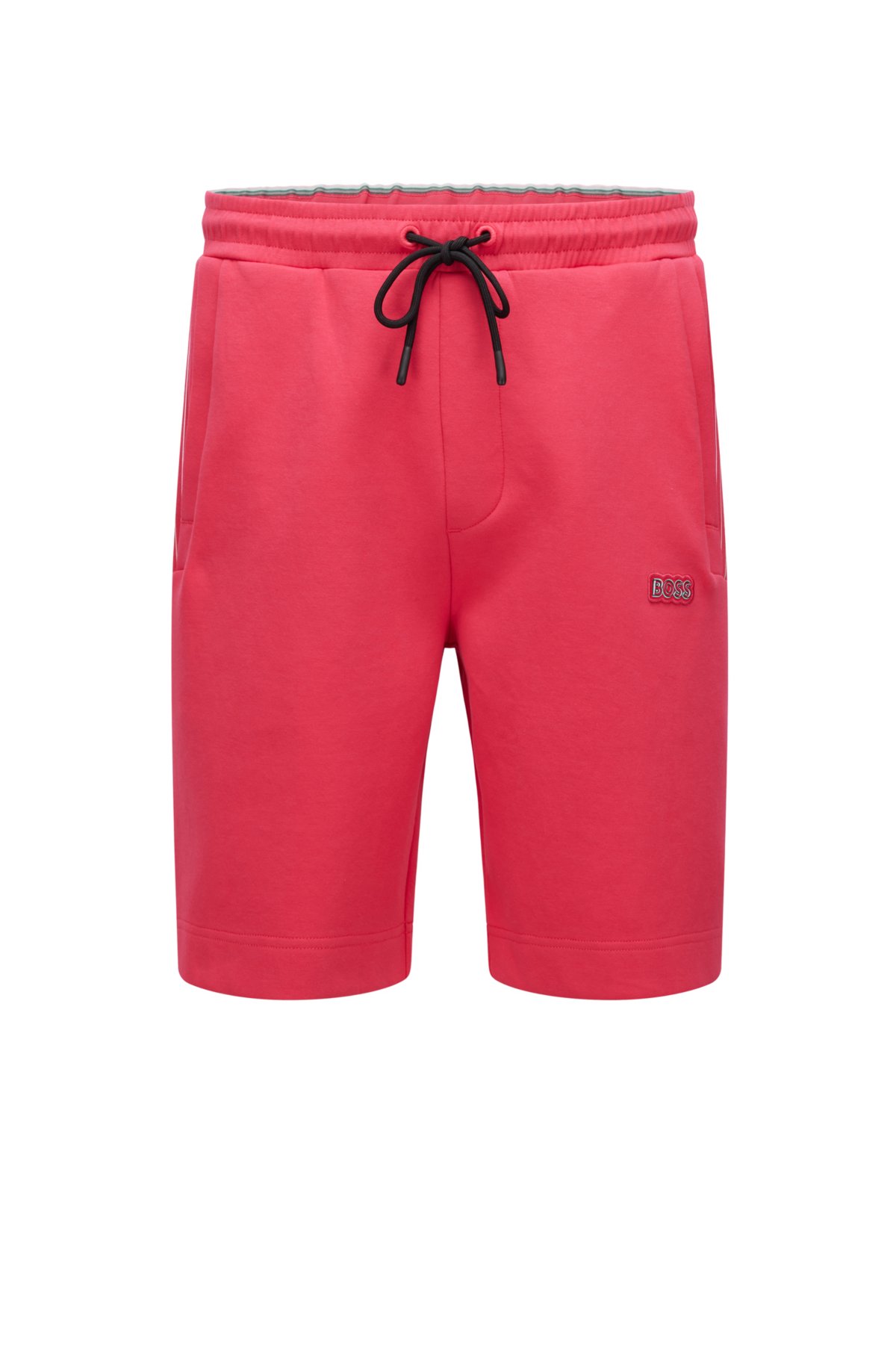 Taiko buik Rechthoek Harnas BOSS - Cotton-blend regular-fit shorts with multicolored logo