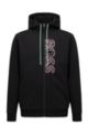 Cotton-blend regular-fit hoodie with multicolored logo, Black