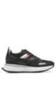 Mixed-material trainers with signature stripe, Black