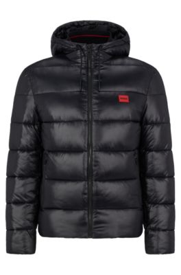 HUGO - Water-repellent puffer jacket with red logo label