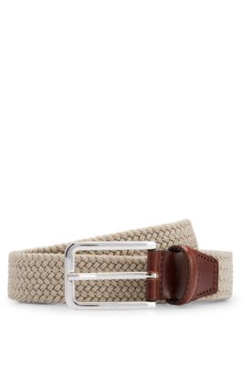 BOSS - Woven belt with leather facings