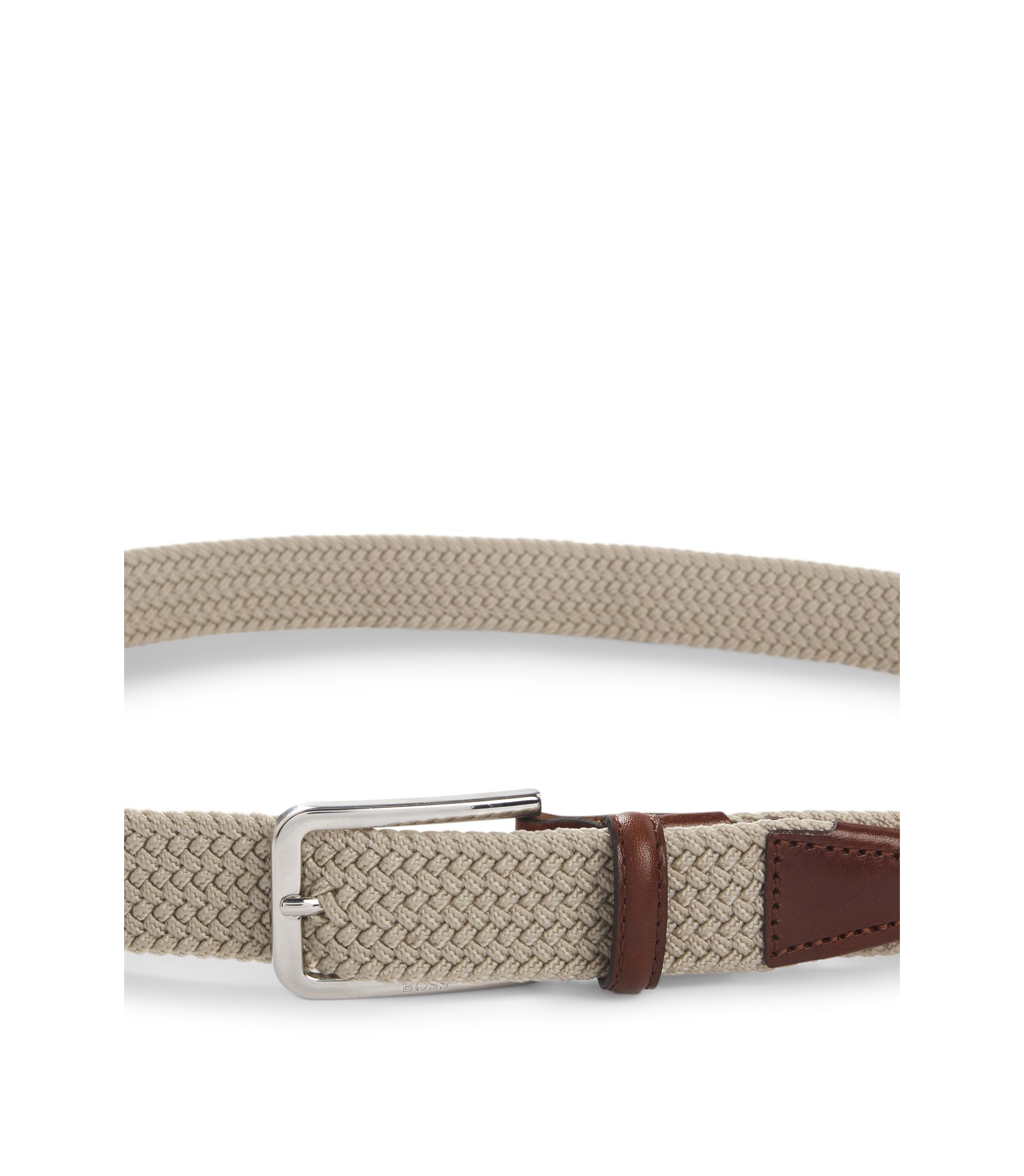HUGO BOSS ヒューゴ ボス ウーブンベルト レザーフェイシング 50481026 ベージュ ブラウン BOSS - ウーブンベルト レザーフェイシング - ダークブルー