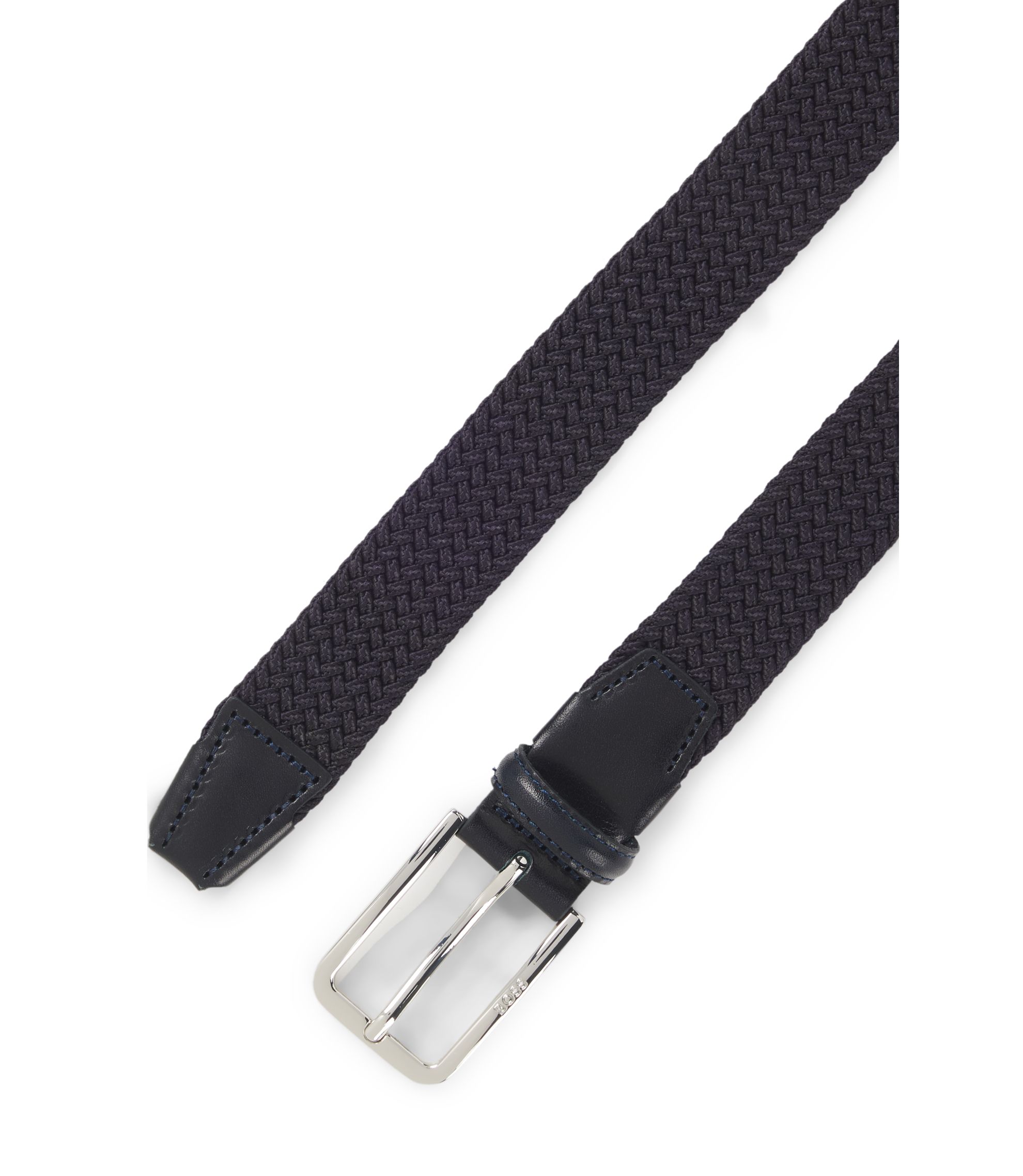 BOSS - ウーブンベルト レザーフェイシング - ダークブルー