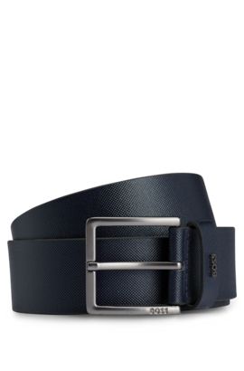 Mens Accessories Belts BOSS by HUGO BOSS Suede Belt With Squared Buckle And Engraved Logo in Black for Men 