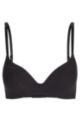 Wireless bra with moulded cups and logo straps, Black