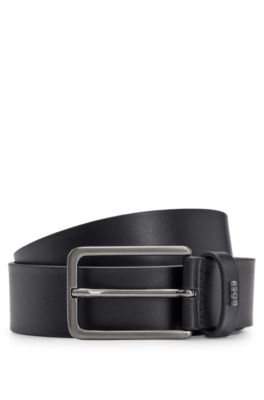 BOSS Leather belt with logo lettering keeper