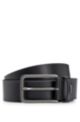 Smooth-leather belt with logo-lettering keeper, Black