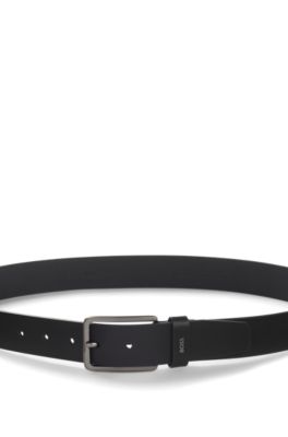 로고 레터링 키퍼 가죽 벨트, 블랙