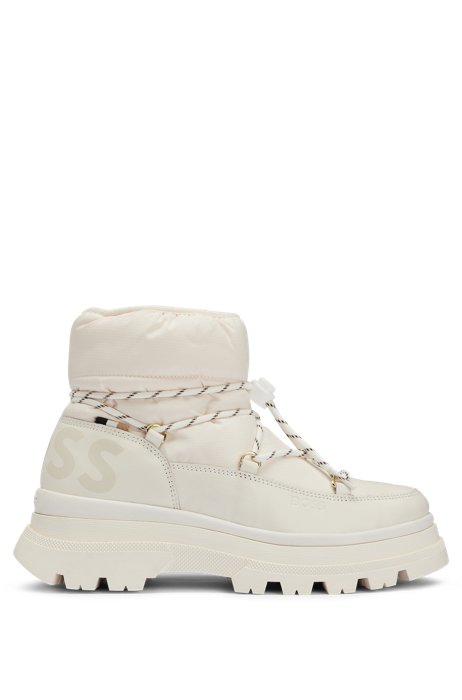 Hiking-style boots with logo counter, White