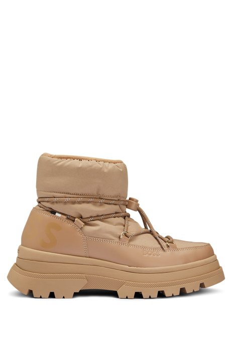 Hiking-style boots with logo counter, Beige