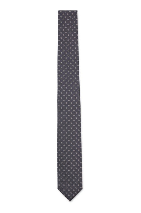 Hand-made tie in patterned silk jacquard, Black