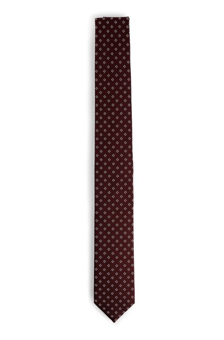 Hand-made tie in patterned silk jacquard, light pink