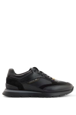 BOSS - Porsche x BOSS leather trainers with gold-tone backtab