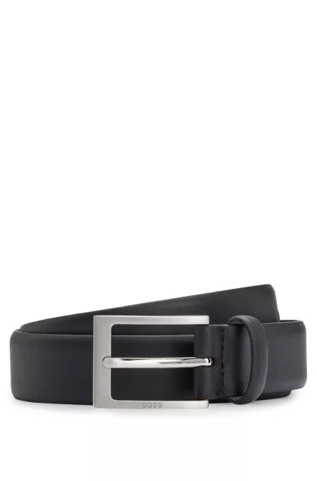 Nappa-leather belt with branded buckle