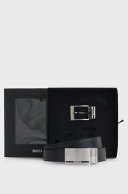 V&auml;ndbart b&auml;lte i italienskt l&auml;der med utbytbara sp&auml;nnen, Svart