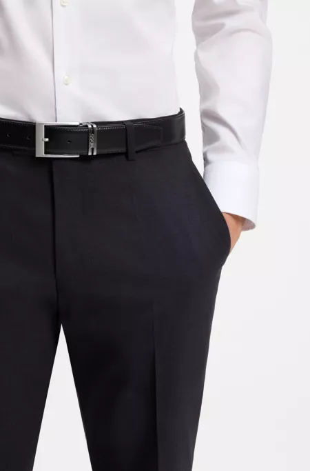 Reversible belt in Italian leather with interchangeable buckles