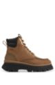 Nubuck-leather hiking-style boots with signature trims, Brown