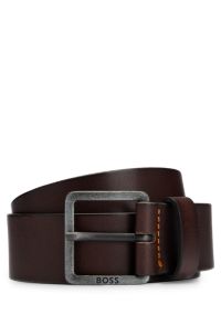 Leren riem met logogravure op de gesp, Donkerbruin